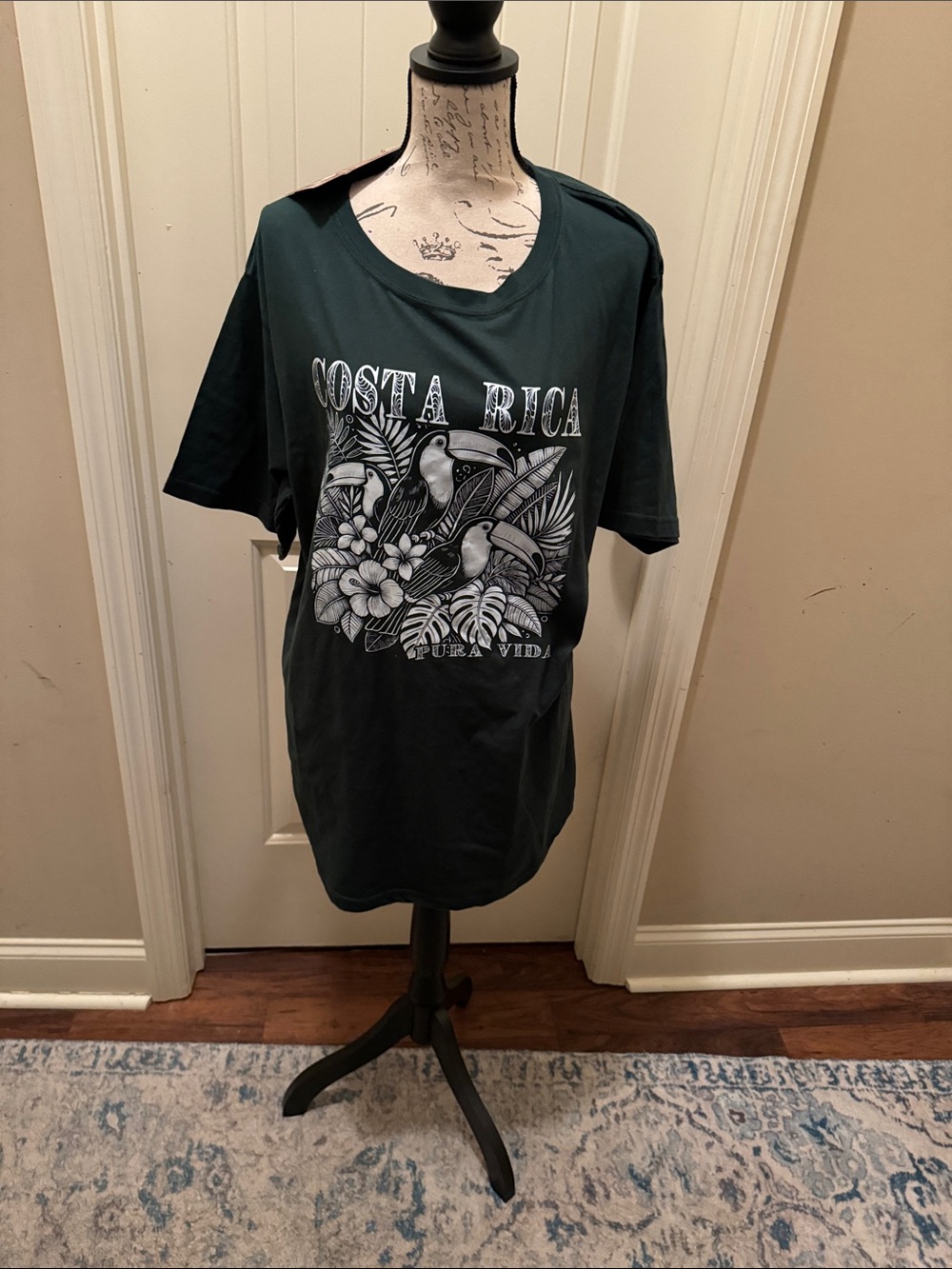 Costa Rica Tropical Toucan Graphic Tee - Dark Green